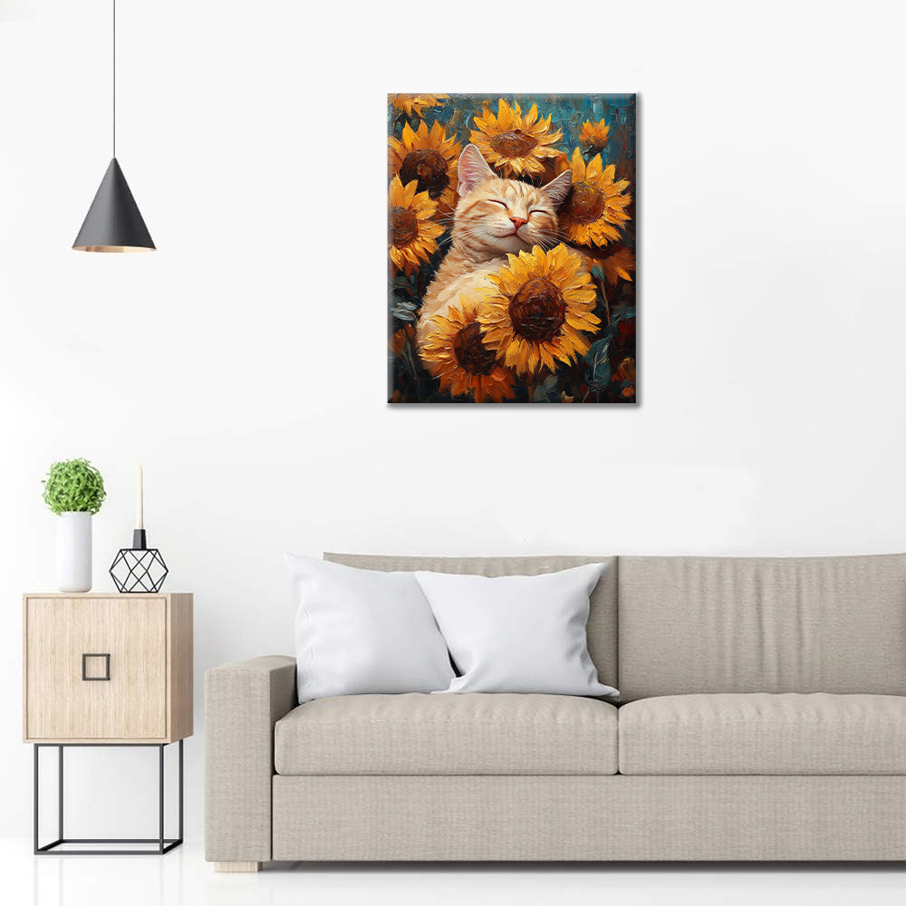 Gatto con Girasoli - Dipingere con i Numeri