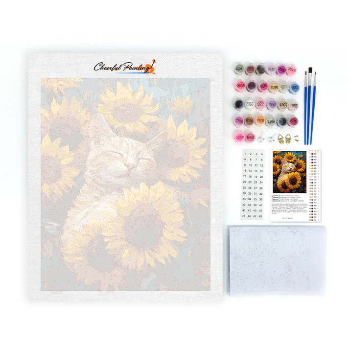 Gatto con Girasoli - Dipingere con i Numeri