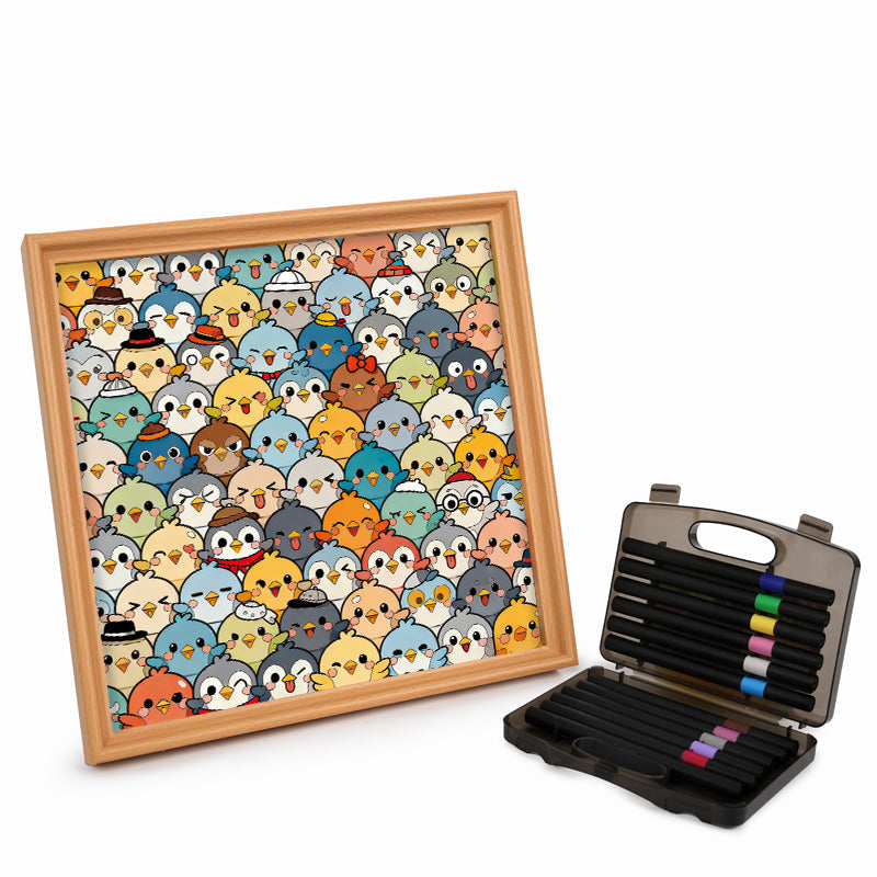 Uccelli - Puzzle in legno da colorare