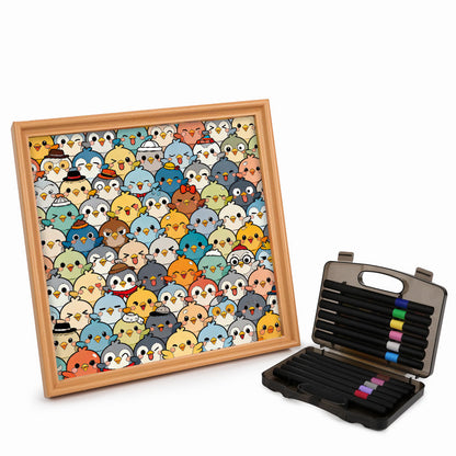 Uccelli - Puzzle in legno da colorare