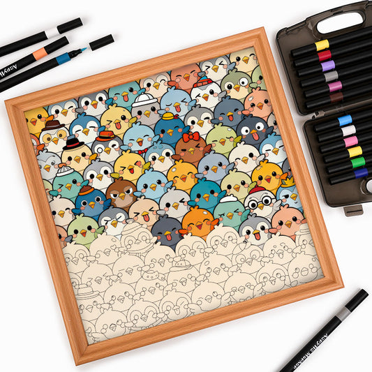 Uccelli - Puzzle in legno da colorare