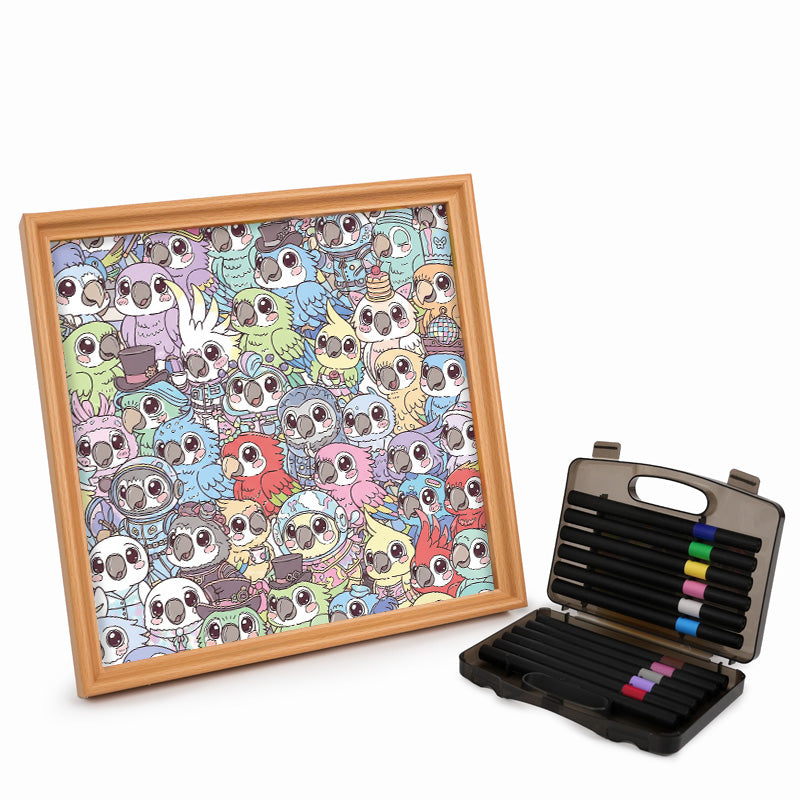 Parrocchetto ondulato - Puzzle in legno da colorare