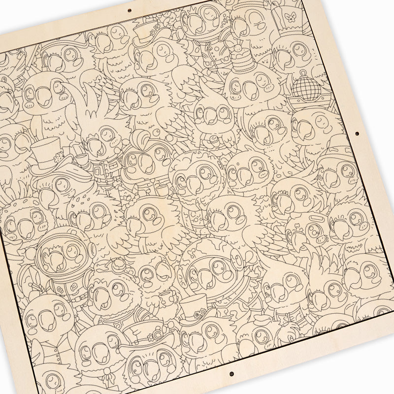 Parrocchetto ondulato - Puzzle in legno da colorare