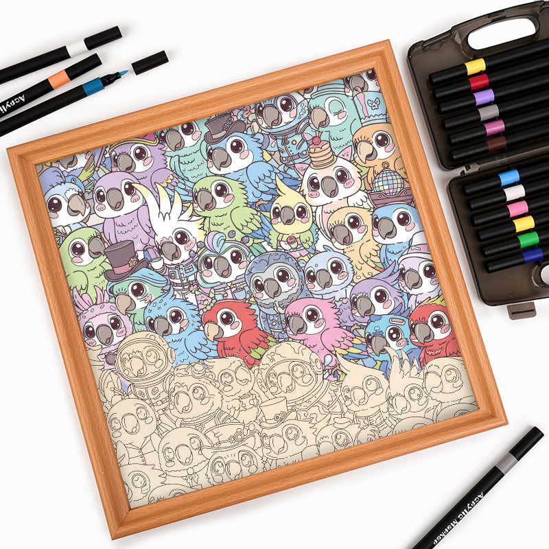 Parrocchetto ondulato - Puzzle in legno da colorare