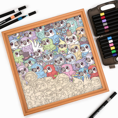 Parrocchetto ondulato - Puzzle in legno da colorare