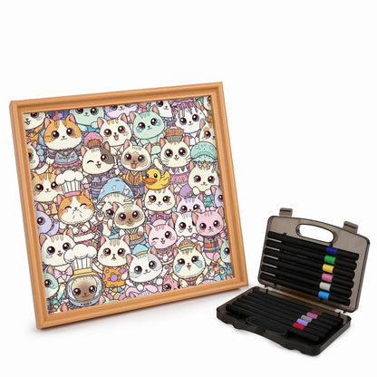Gatto - Puzzle in legno da colorare