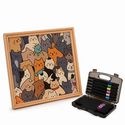 Gatti - Puzzle in legno da colorare