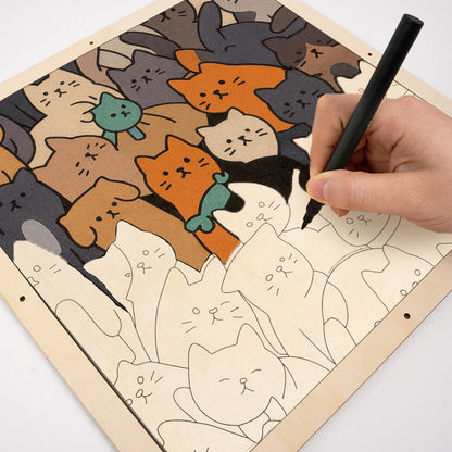 Gatti - Puzzle in legno da colorare