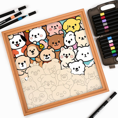 Compagni della foresta - Puzzle in legno da colorare