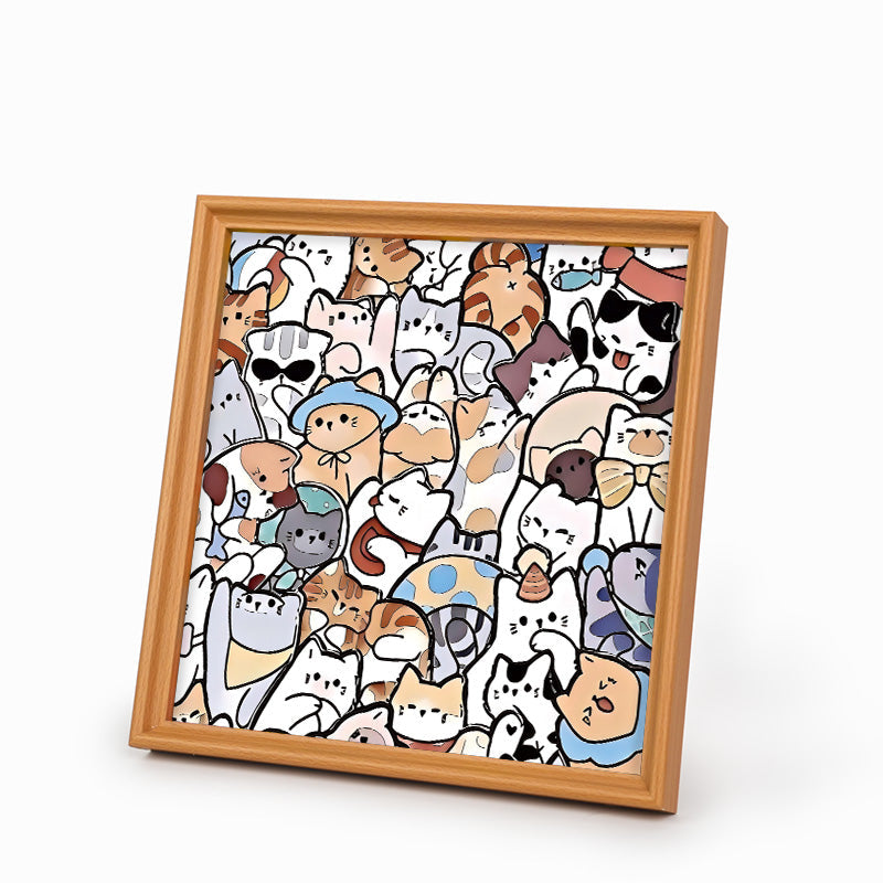 Gatti pigri - Puzzle in legno da colorare