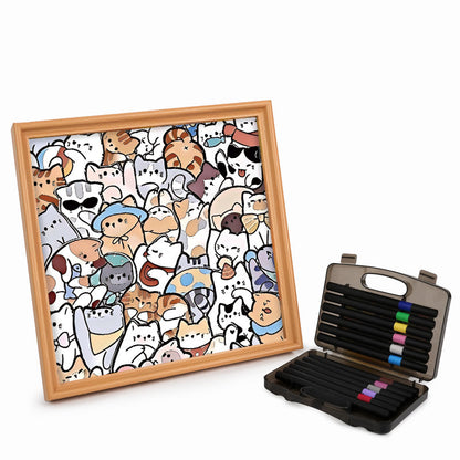 Gatti pigri - Puzzle in legno da colorare
