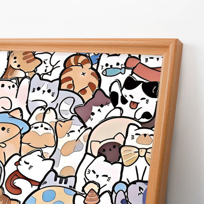 Gatti pigri - Puzzle in legno da colorare
