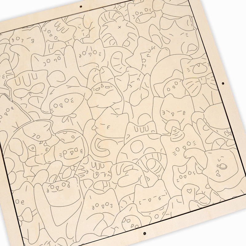 Gatti pigri - Puzzle in legno da colorare