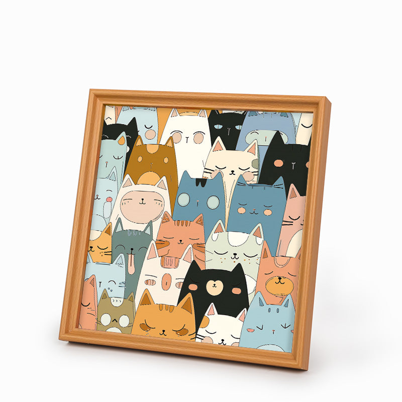 Line kittens - Puzzle in legno da colorare