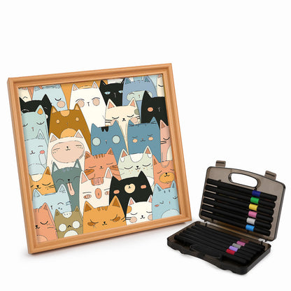 Line kittens - Puzzle in legno da colorare