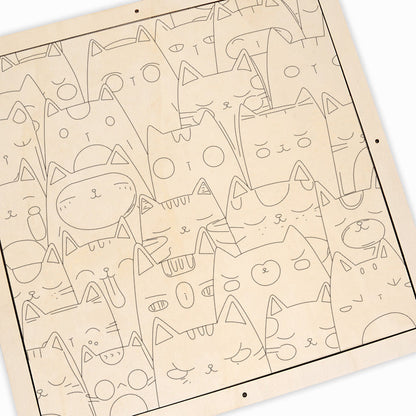 Line kittens - Puzzle in legno da colorare