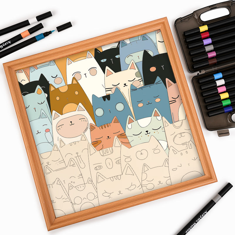 Line kittens - Puzzle in legno da colorare