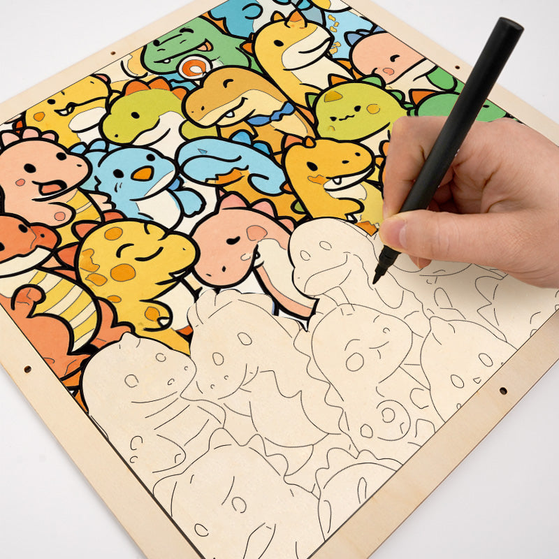 Piccolo Drago - Puzzle in legno da colorare