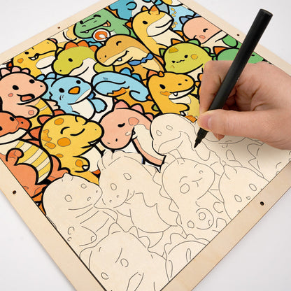 Piccolo Drago - Puzzle in legno da colorare