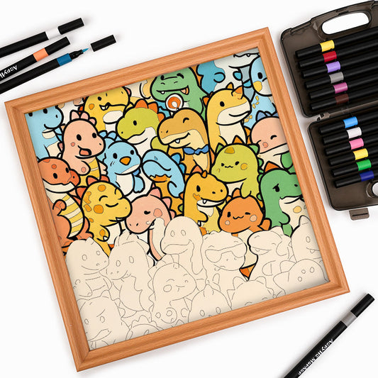 Piccolo Drago - Puzzle in legno da colorare