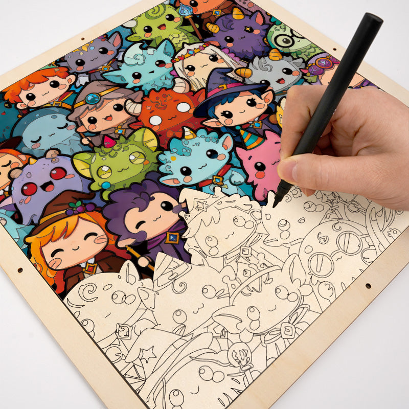 Monster Mash - Puzzle in legno da colorare