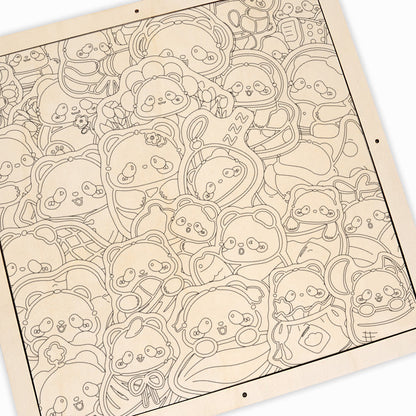 Panda II - Puzzle in legno da colorare