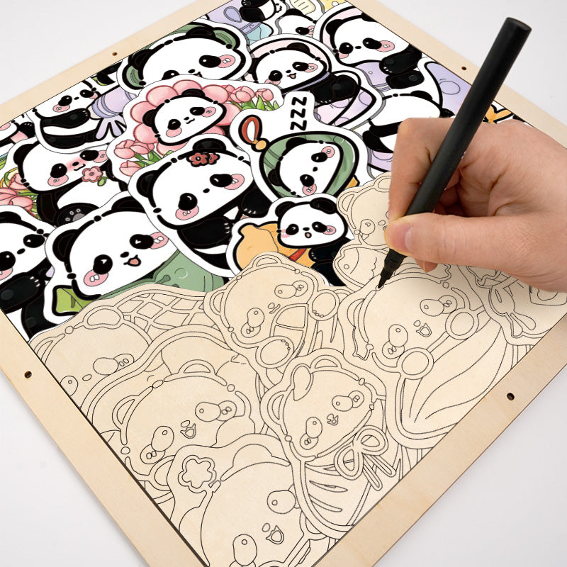 Panda II - Puzzle in legno da colorare