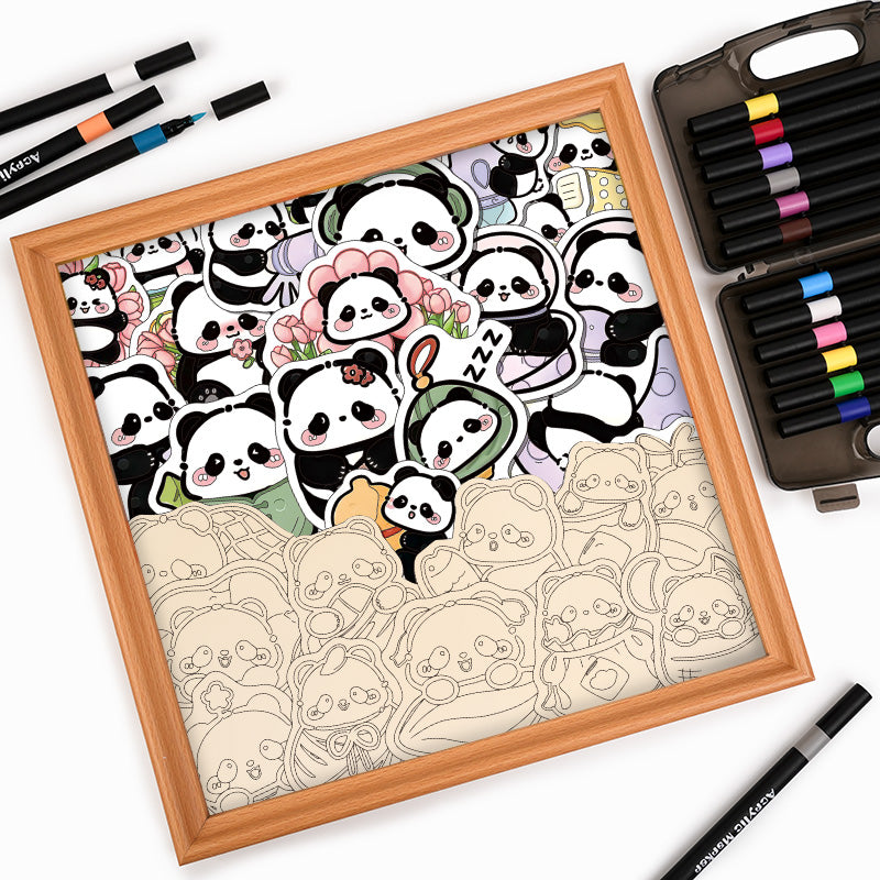 Panda II - Puzzle in legno da colorare