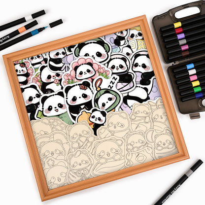 Panda II - Puzzle in legno da colorare