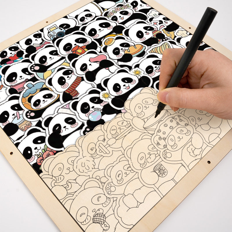 Panda III - Puzzle in legno da colorare
