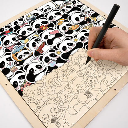 Panda III - Puzzle in legno da colorare