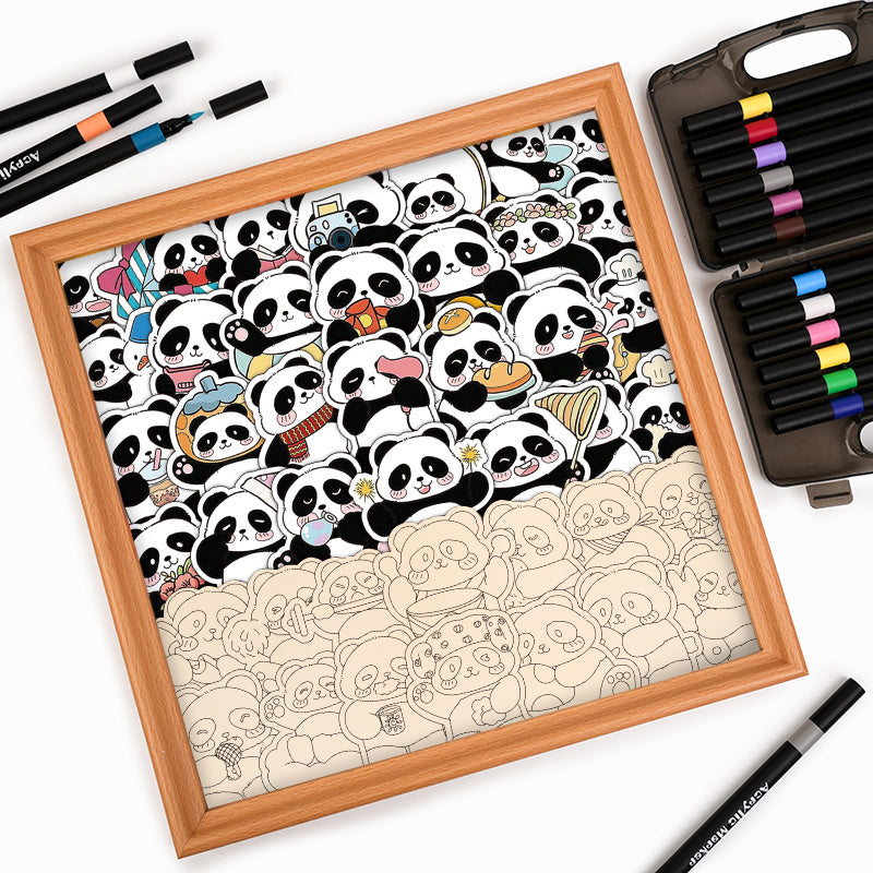 Panda III - Puzzle in legno da colorare