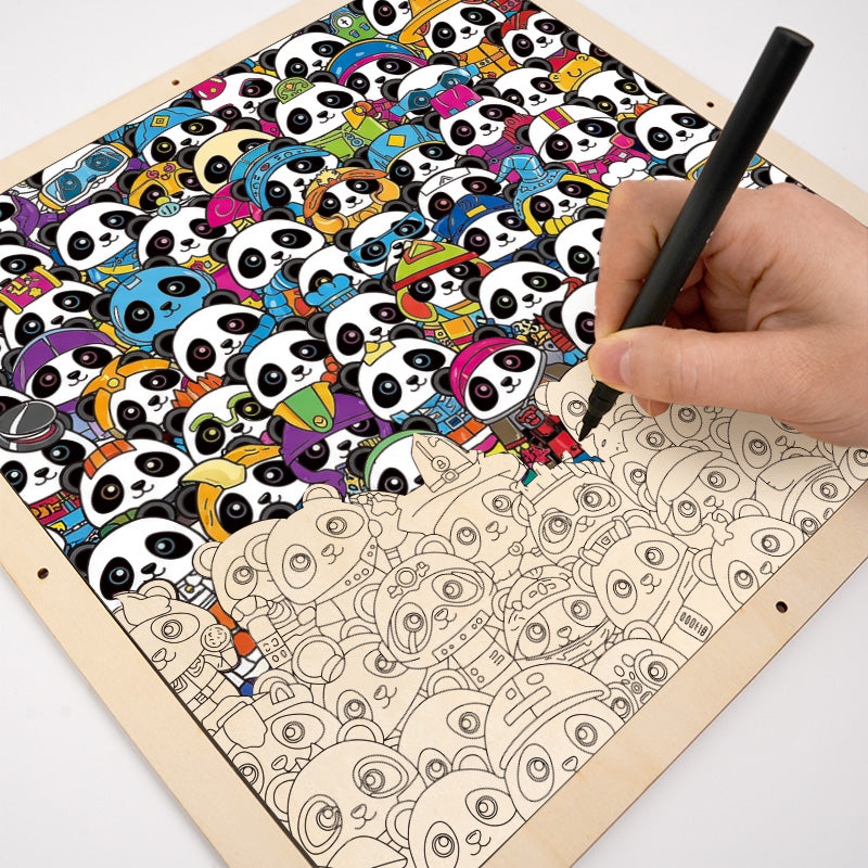 Panda - Puzzle in legno da colorare