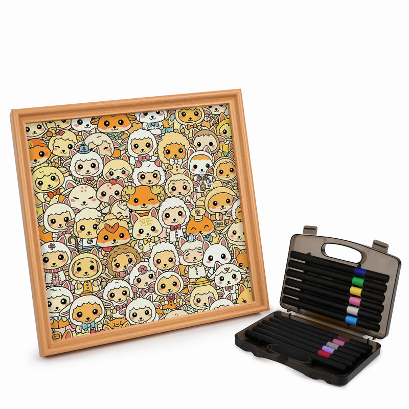 Pecore - Puzzle in legno da colorare