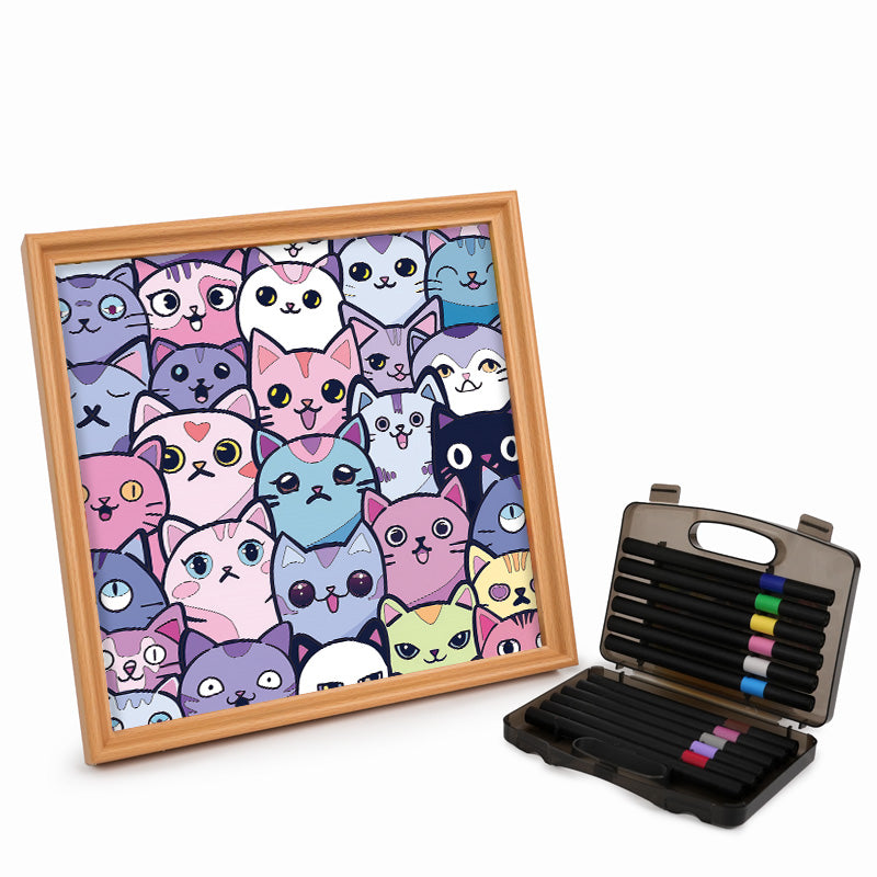 Silly Kitties - Puzzle in legno da colorare