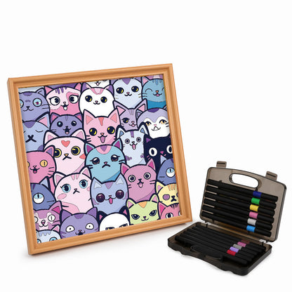 Silly Kitties - Puzzle in legno da colorare