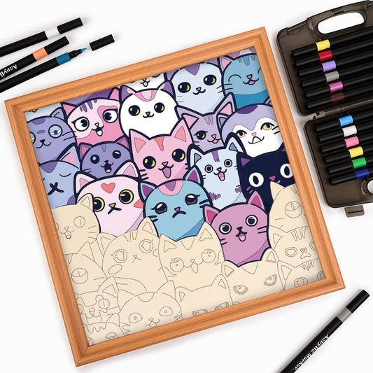 Silly Kitties - Puzzle in legno da colorare