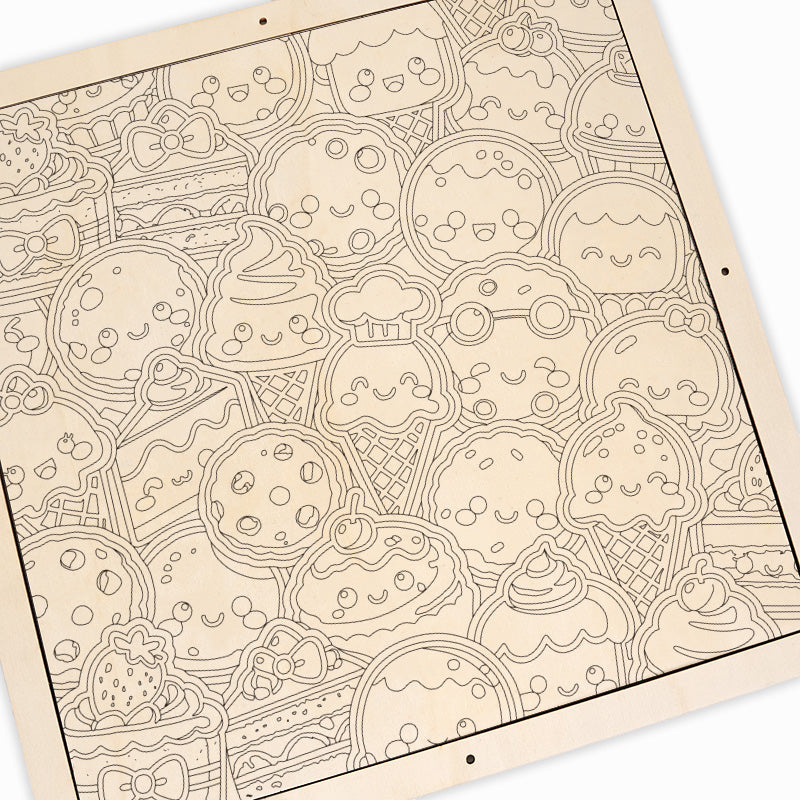 Dolci prelibatezze - Puzzle in legno da colorare