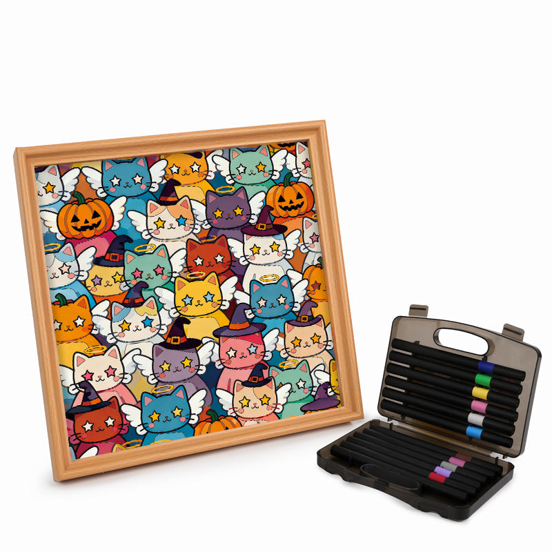 Twinkle kitty - Puzzle in legno da colorare