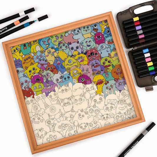 Little Dinos - Puzzle in legno da colorare