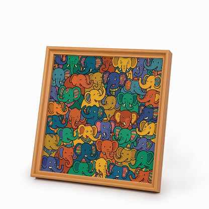 Festa degli elefanti - Puzzle in legno da colorare