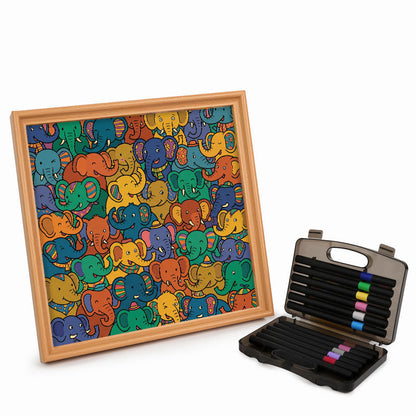 Festa degli elefanti - Puzzle in legno da colorare