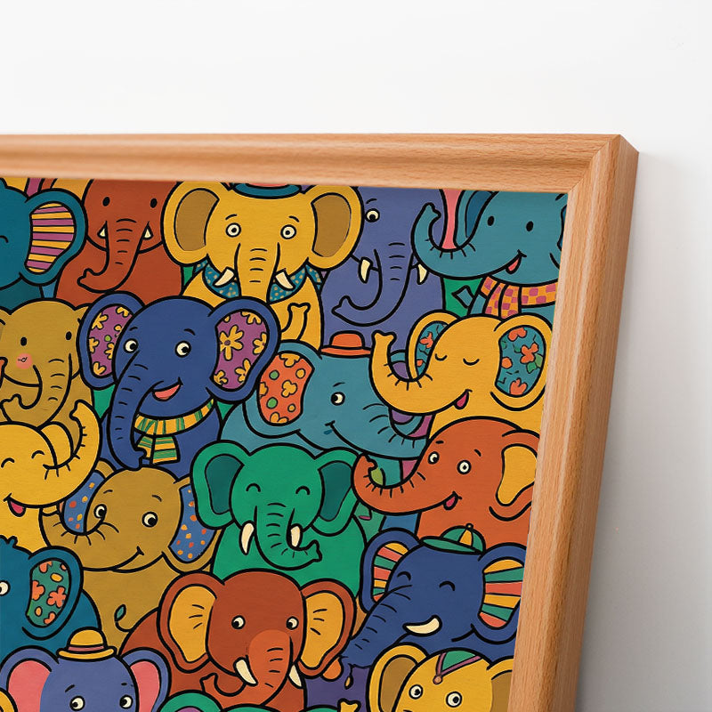 Festa degli elefanti - Puzzle in legno da colorare