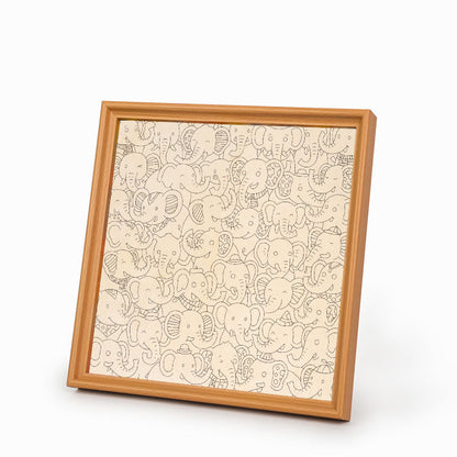 Festa degli elefanti - Puzzle in legno da colorare