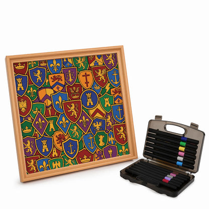 Collezione di distintivi - Puzzle da colorare in legno