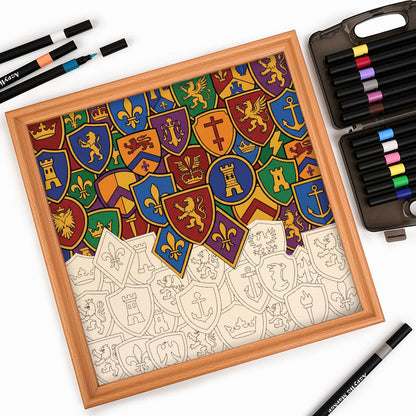 Collezione di distintivi - Puzzle da colorare in legno