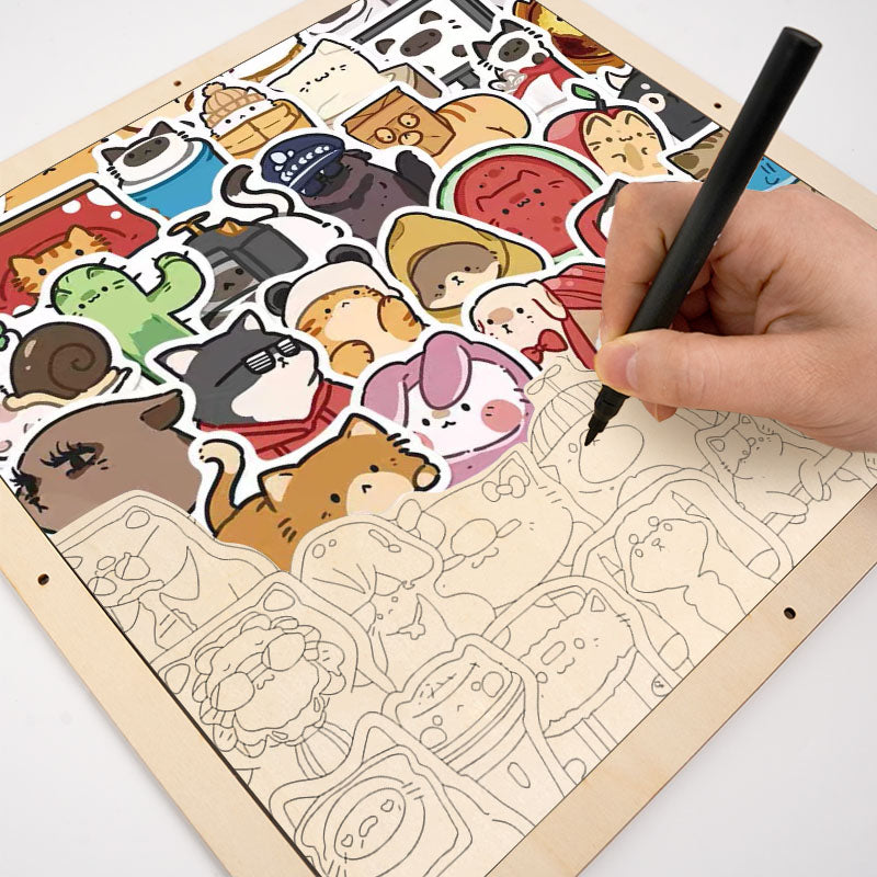 Happy Pets - Puzzle in legno da colorare