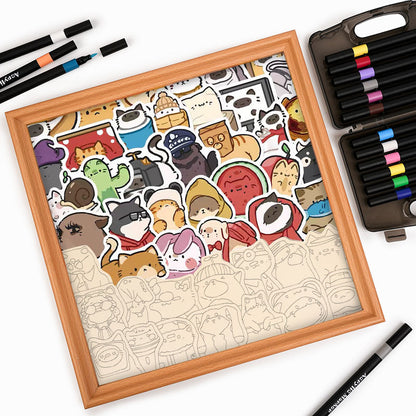 Happy Pets - Puzzle in legno da colorare