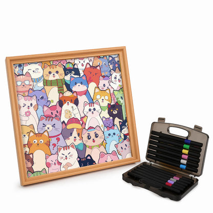 Gatti stravaganti - Puzzle in legno da colorare