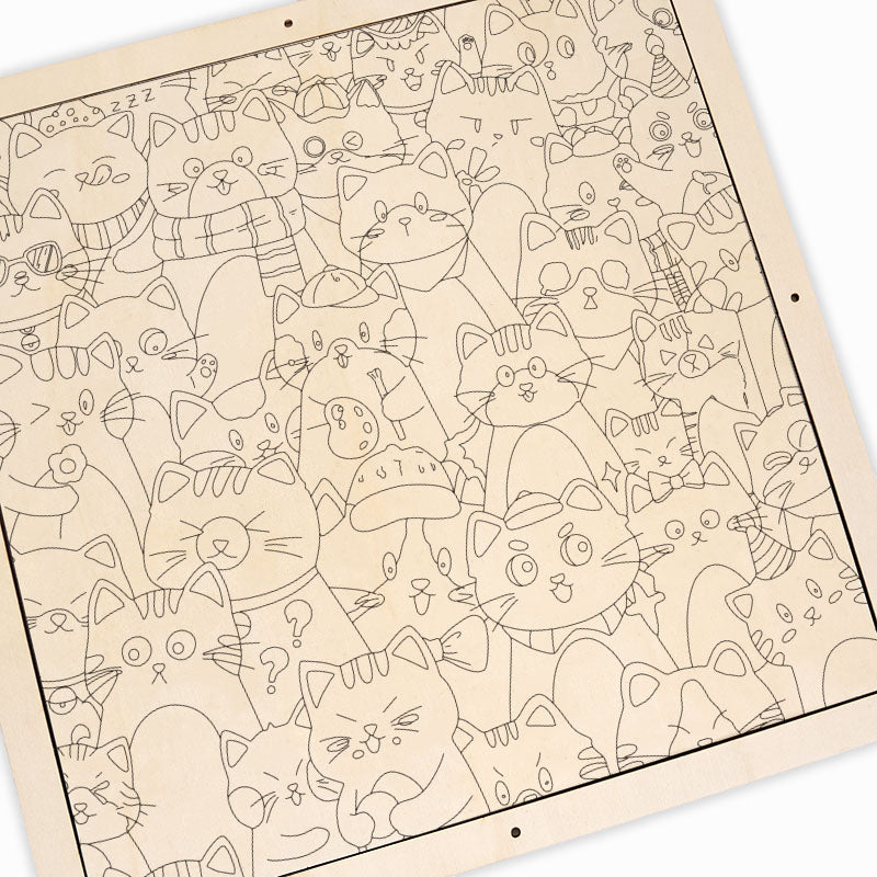 Gatti stravaganti - Puzzle in legno da colorare